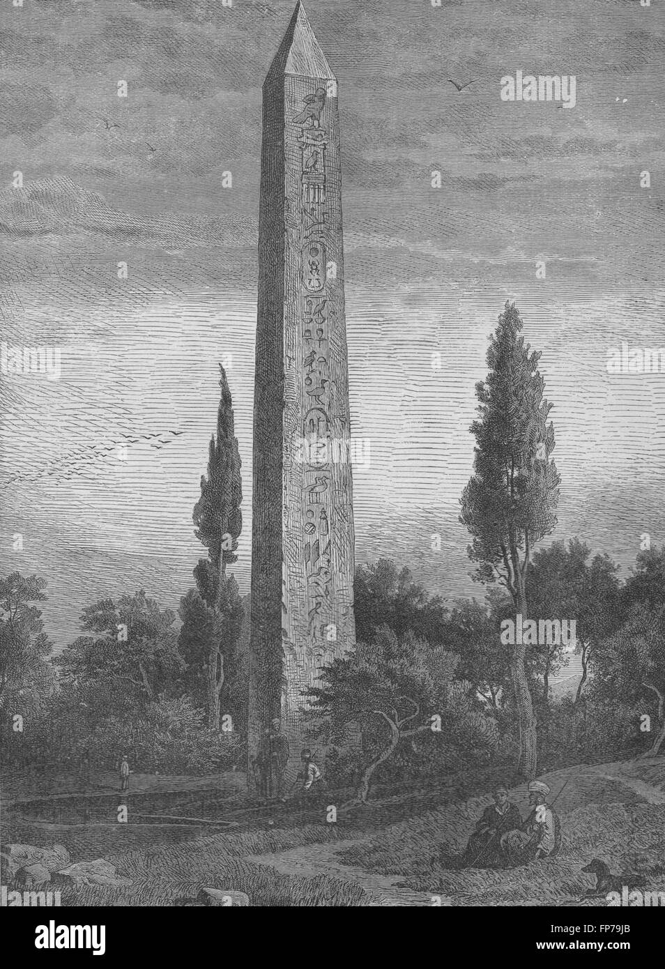 Kairo: Obelisk, der den Tempel der Sonne in Heliopolis, antique print 1882 Stockfoto