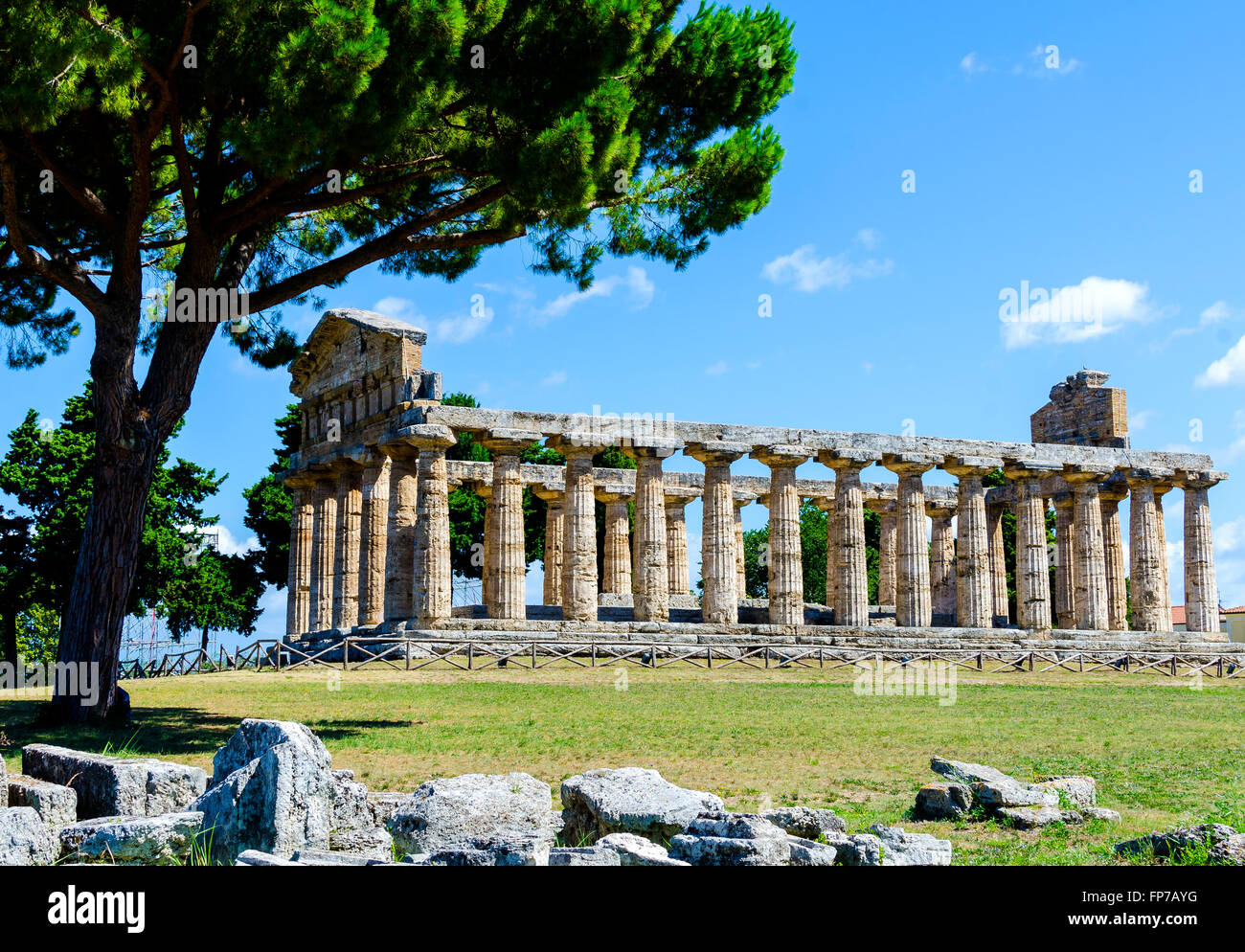 Panorama der griechischen Tempel Cecere - Paestum-Italien Stockfoto