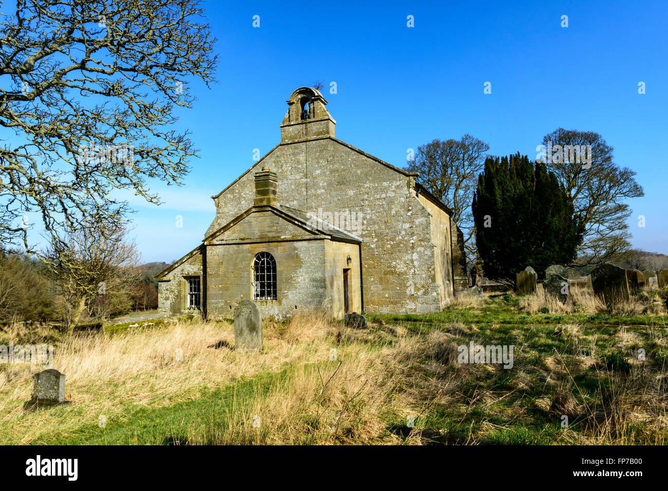 Str. Wilfrids Kirche, Kirkharle, Northumberland Stockfoto