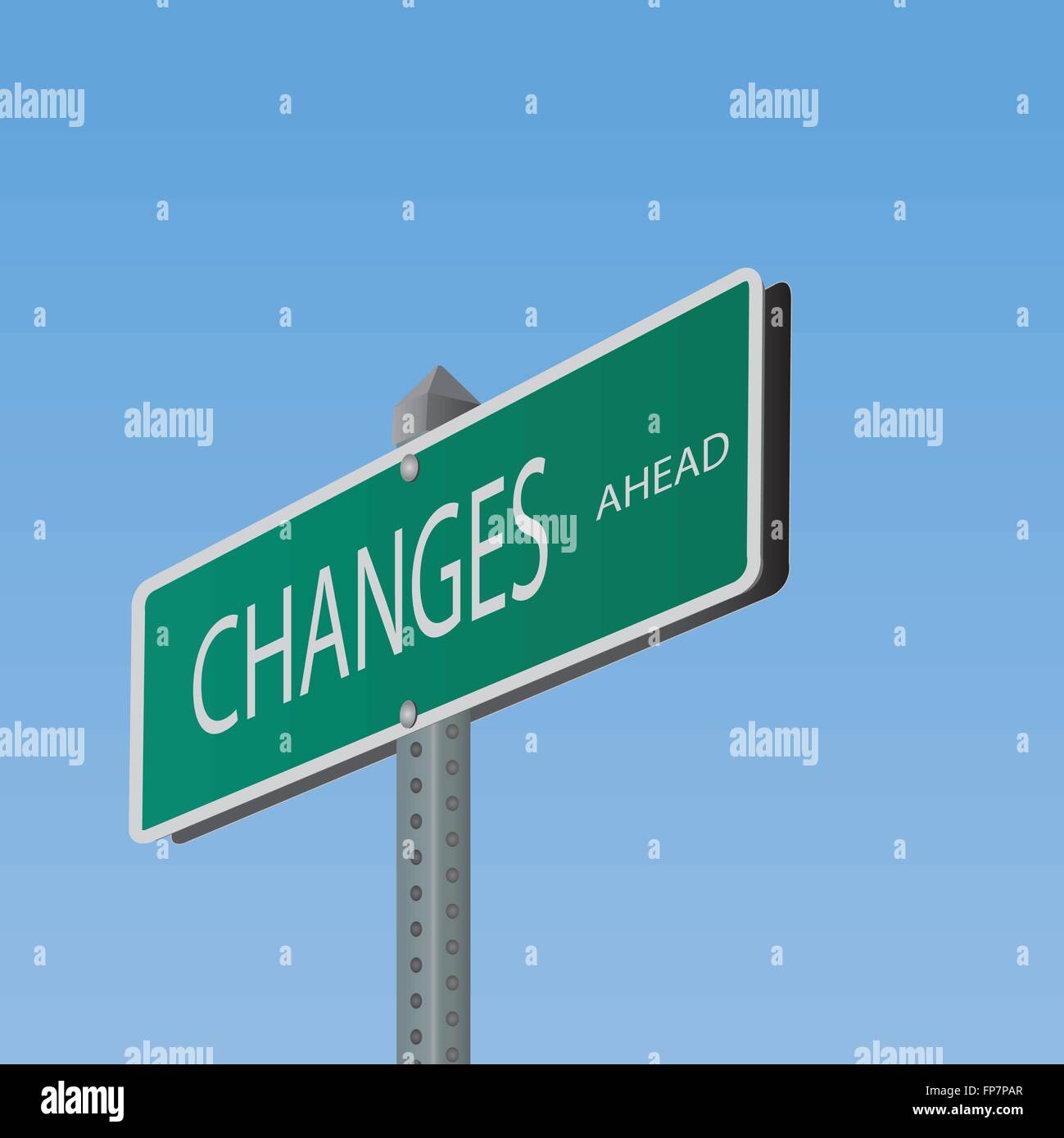 Bild von einem Straßenschild auf "Änderungen" blauen Himmel im Hintergrund. Stock Vektor