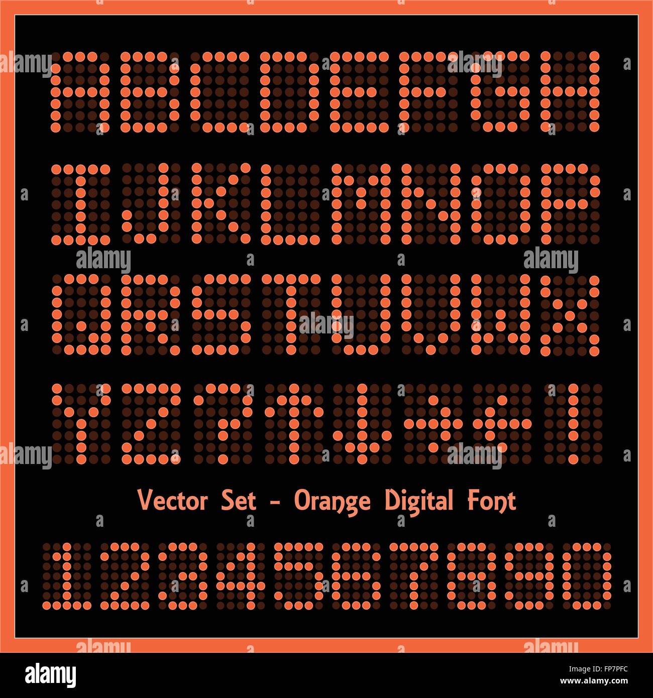 Bild bunt orange alphabetische und numerische Zeichen. Stock Vektor