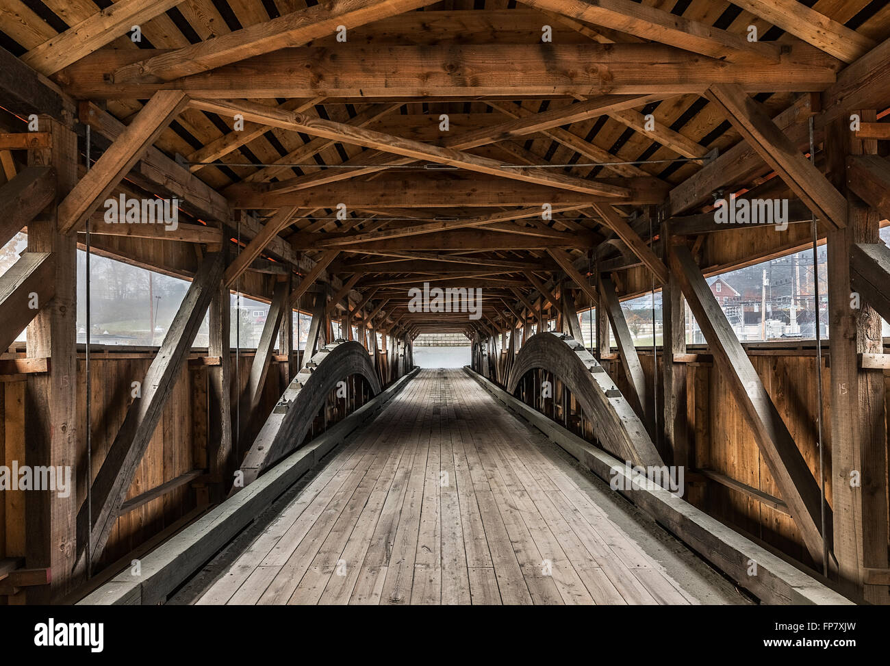 Taftville gedeckte Brücke, Woodstock, Vermont, USA Stockfoto