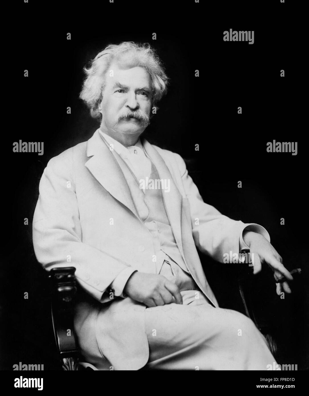 Mark Twain. Porträt des amerikanischen Schriftstellers Samuel Langhorne Clemens, A F Bradley, 1907 Stockfoto