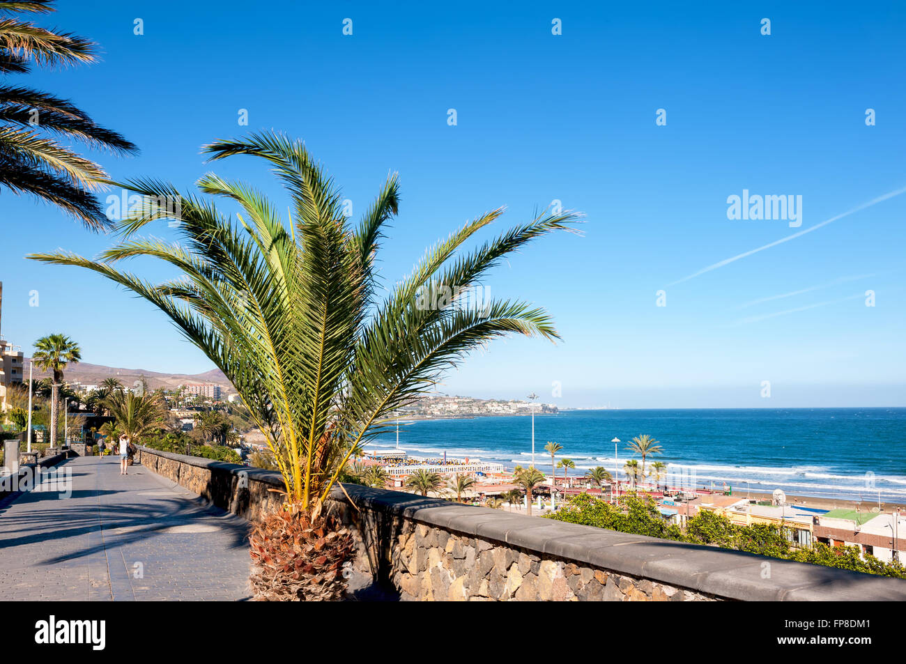 Böschung in Playa Del Ingles. Maspalomas. Gran Canaria Stockfoto