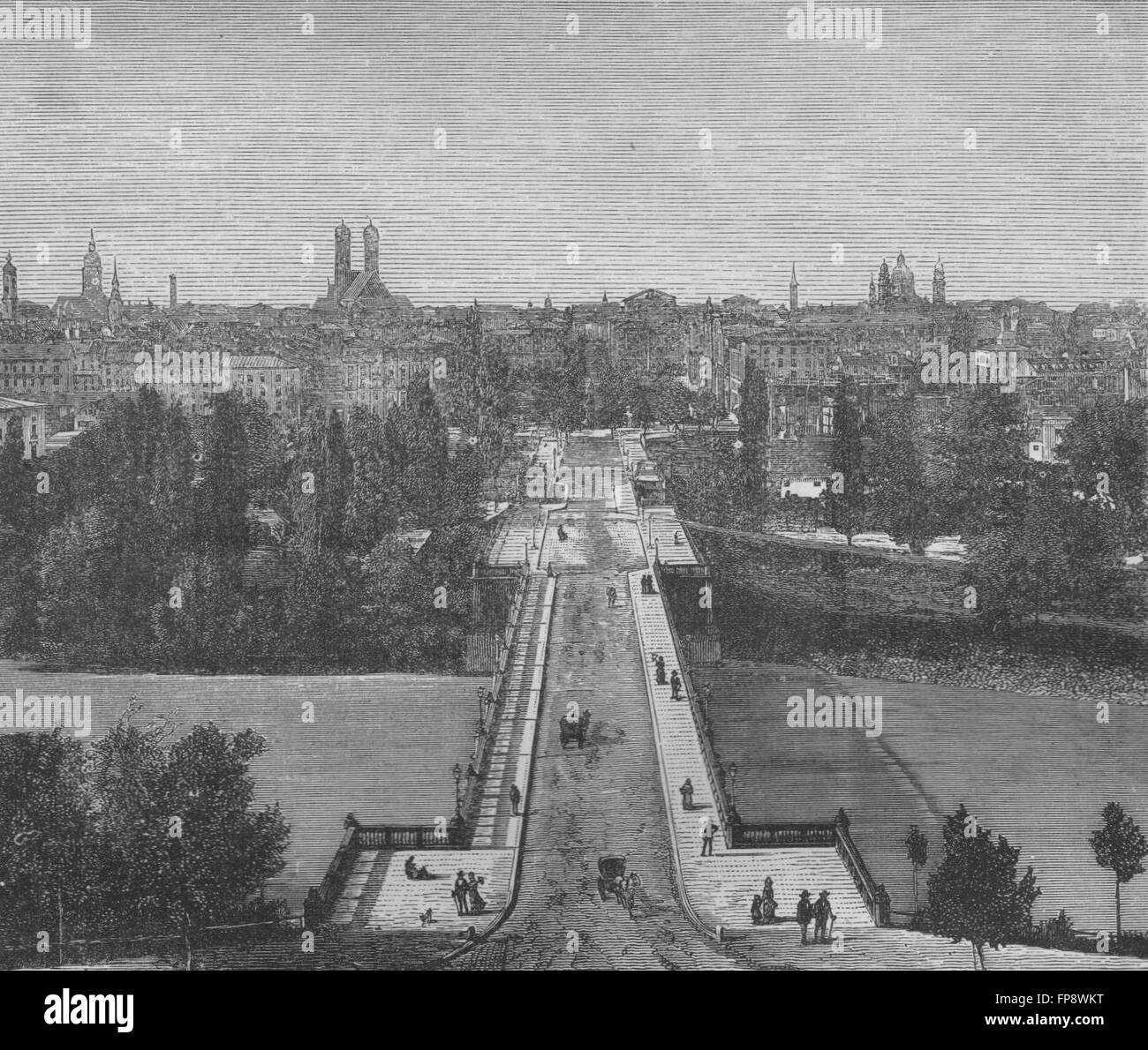 München: München, antiken Druck 1882 Stockfoto