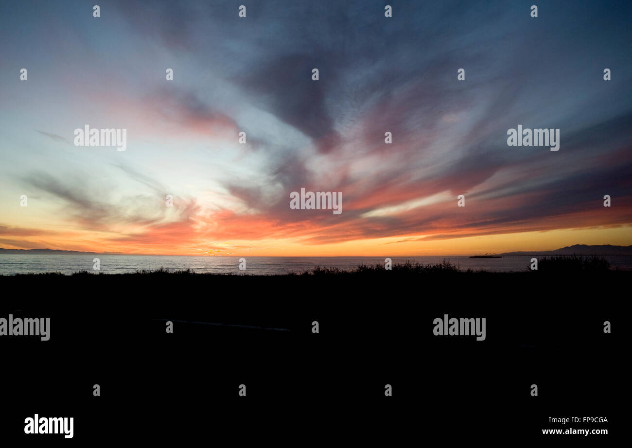 Blick auf Pazifischen Ozean in Südkalifornien bei Sonnenuntergang. Stockfoto