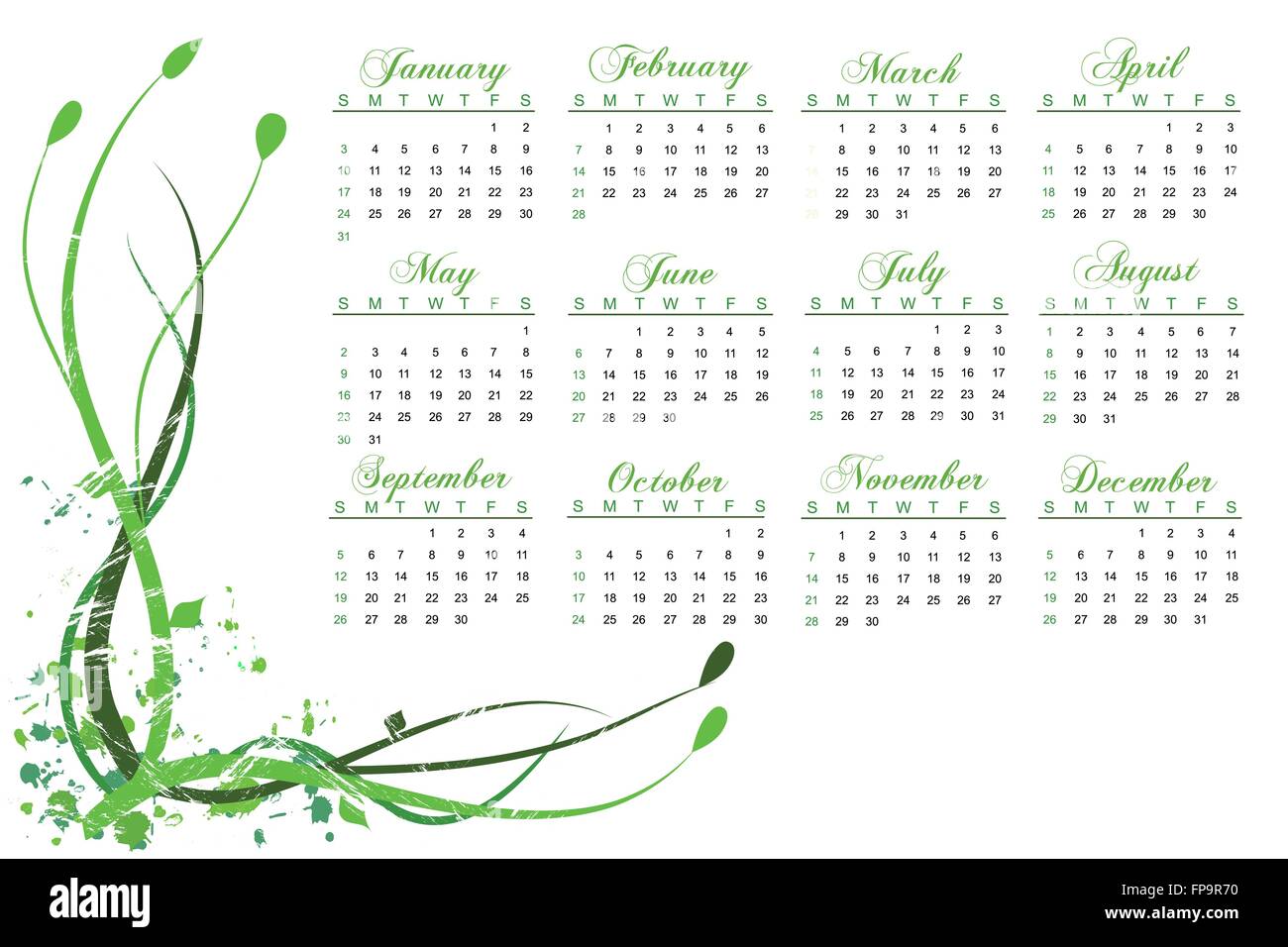 Bunte 2010 Kalender auf weißem Hintergrund Stock Vektor