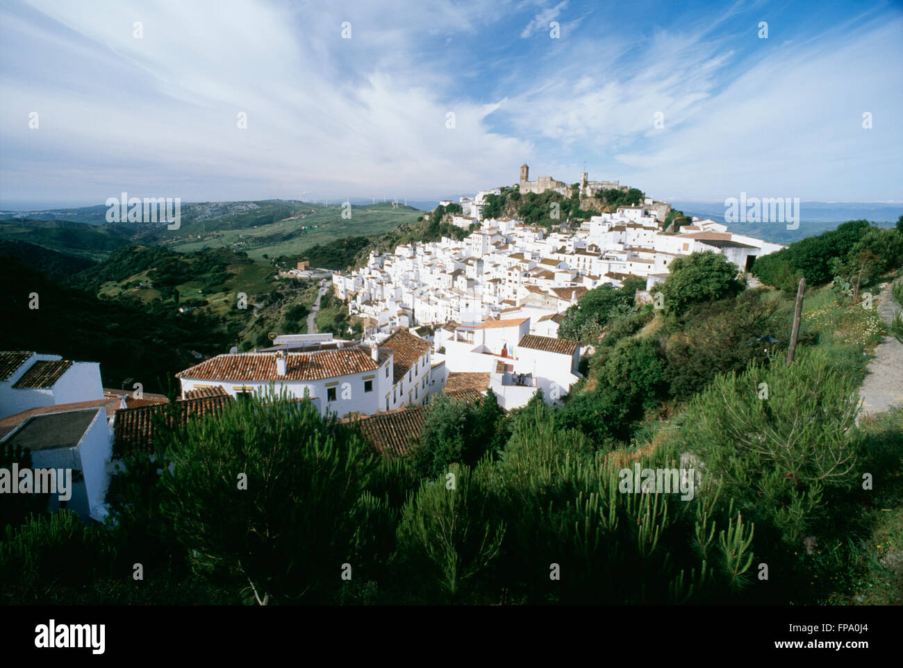 Überblick über das Dorf Casares, Andalusien, Spanien Stockfoto