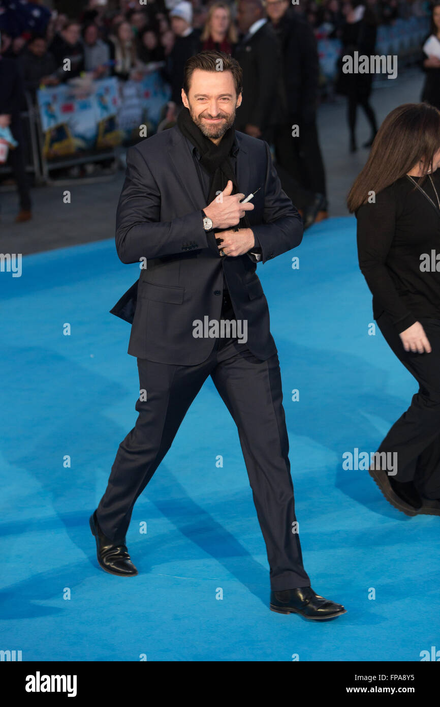 London, UK. 17. März 2016. Hugh Jackman besucht "Eddie The Eagle" Filmpremiere in London. Bildnachweis: London Pix/Alamy Live News Stockfoto