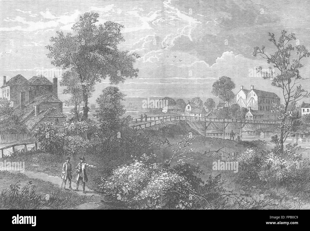 LONDON: Pimlico: Jennys Laune Brücke, 1750, antique print 1880 Stockfoto