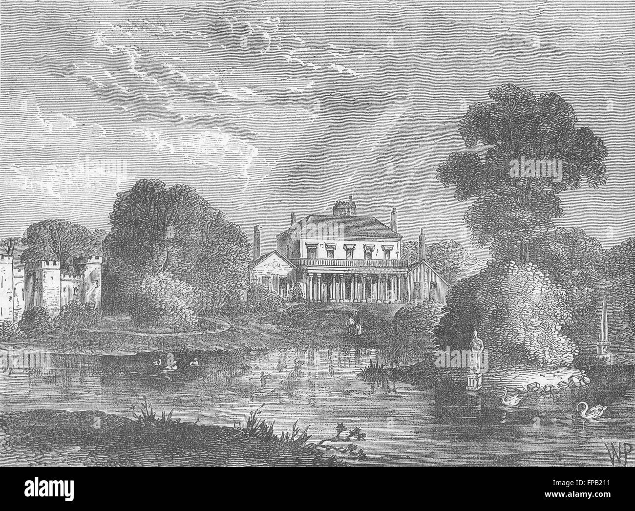 LONDON: ChelseaThe Pavillon, Hans Platz, im Jahr 1800, antiken Drucken 1880 Stockfoto