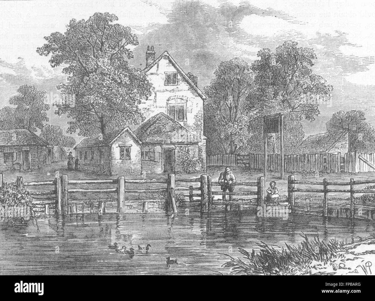 LONDON: Somers Town & Euston Sq: Brill Pub, 1780, antique print 1880 Stockfoto
