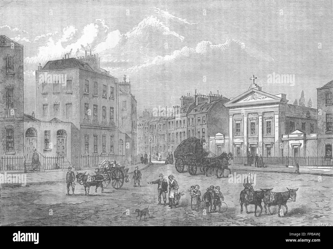 LONDON: Somers Town & Euston Sq: Polygon, 1850, antique print 1880 Stockfoto