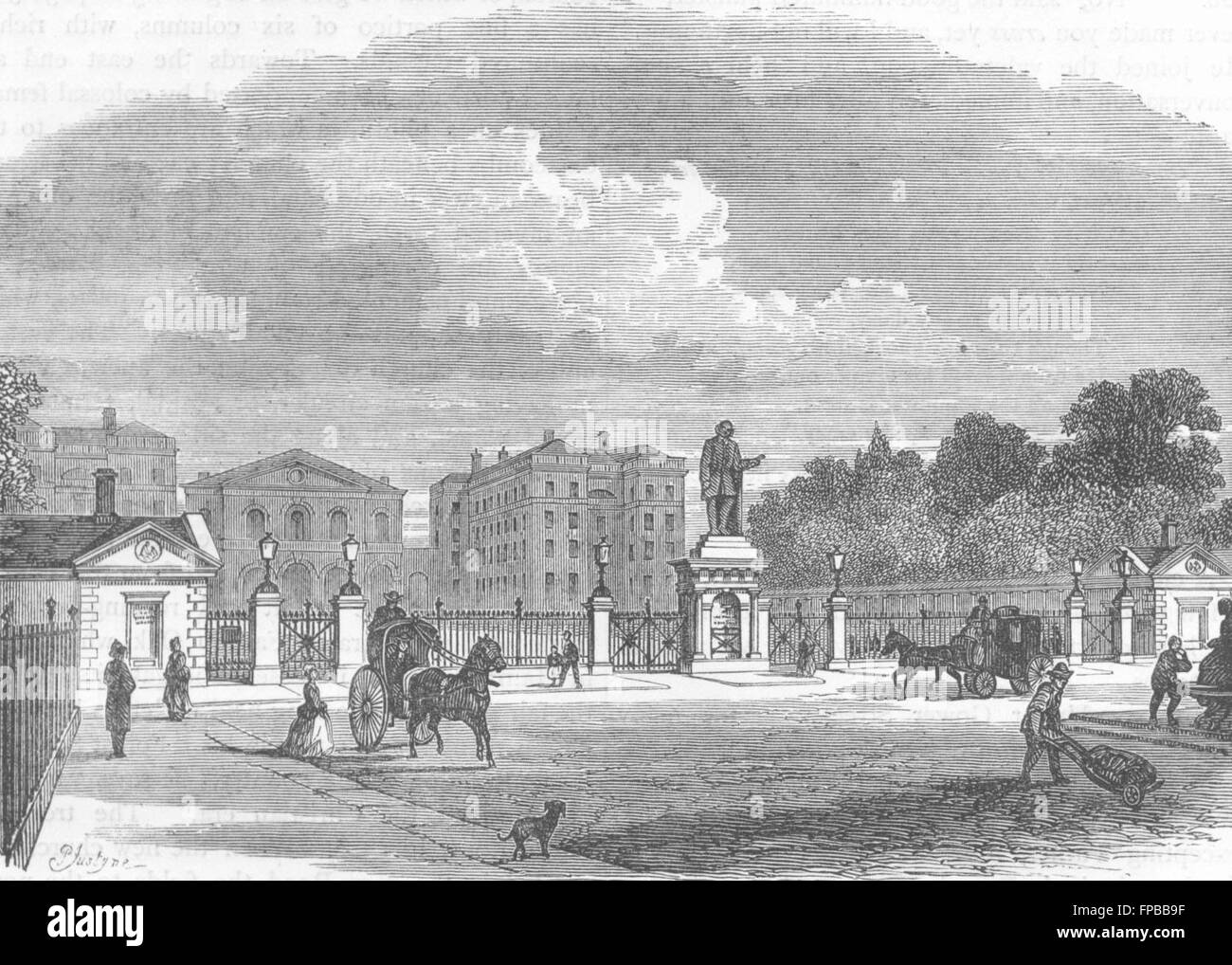 SOMERS TOWN: Euston Sq: Gateway, Foundling Hospital, antique print 1880 Stockfoto