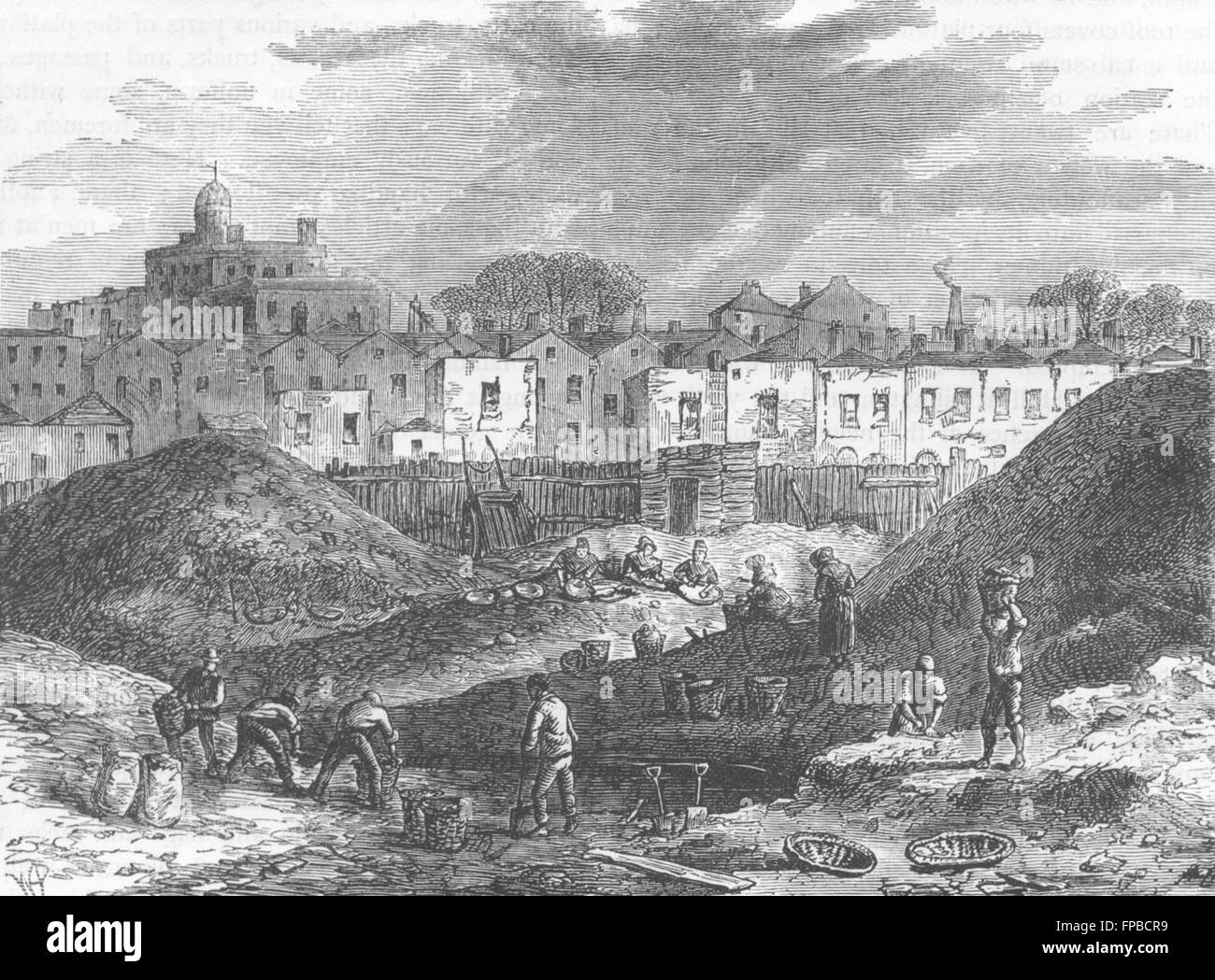 LONDON: Staub-Haufen, Somers Town, 1836, antique print 1880 Stockfoto