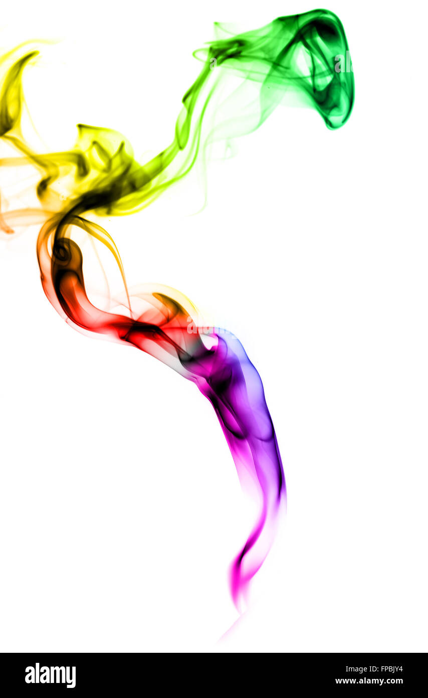 Gradient farbigen Rauch abstrakte Formen auf weißem Hintergrund Stockfoto