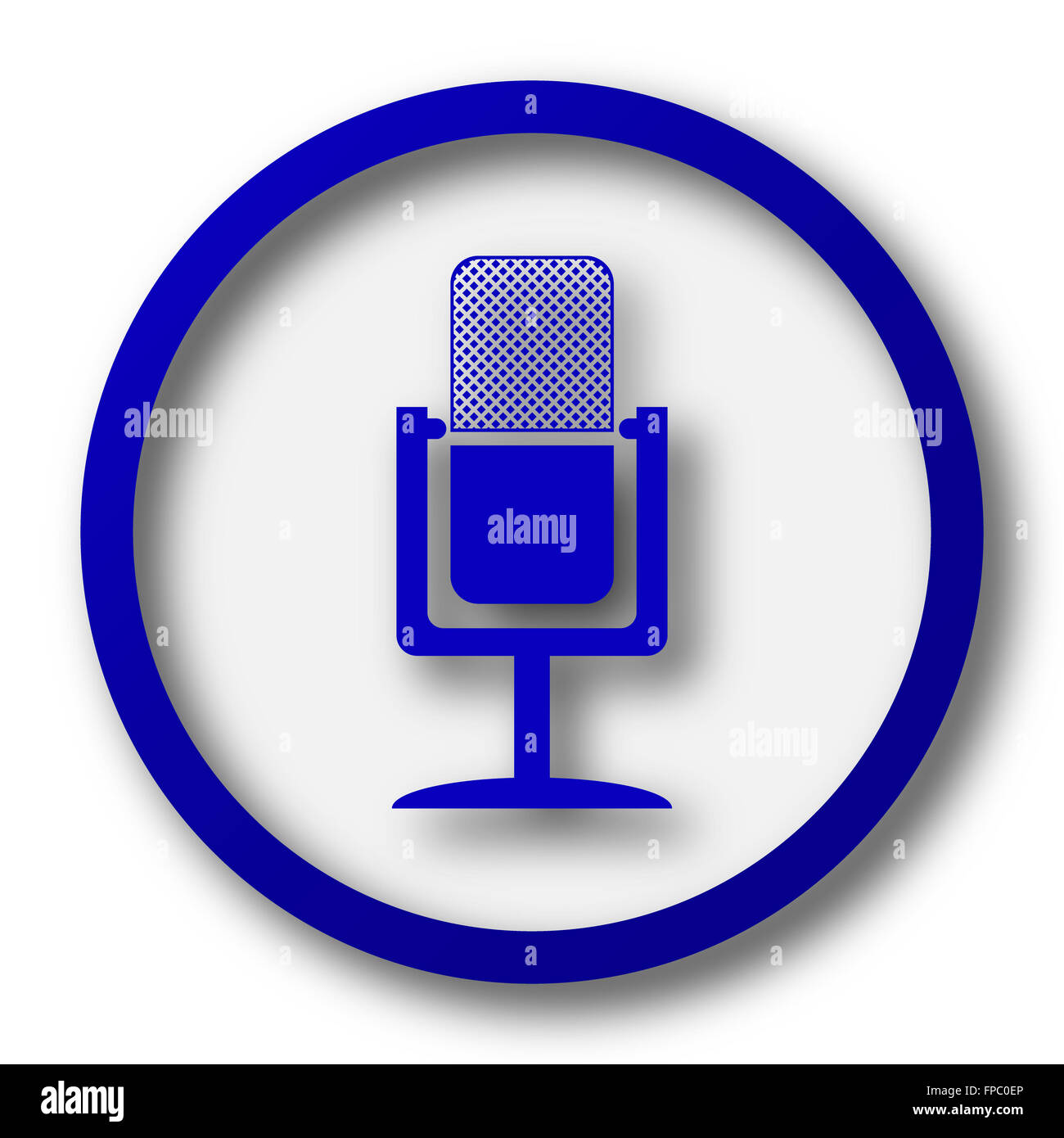 Mikrofon-Symbol. Blaue Internet-Button auf weißem Hintergrund  Stockfotografie - Alamy