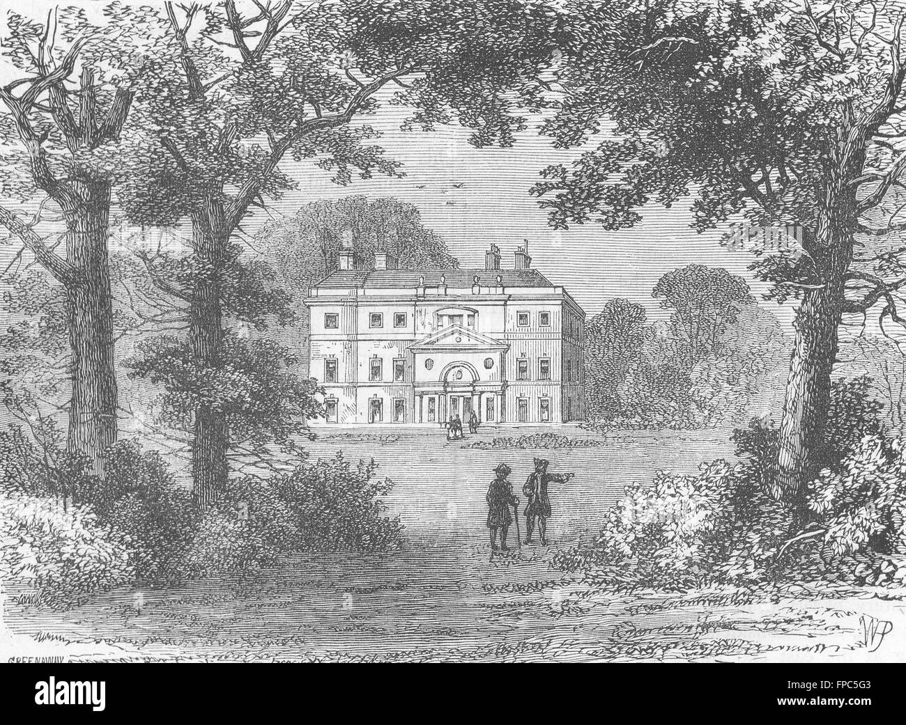 LONDON: Hampstead: Vane-Haus im Jahr 1800, antique print 1880 Stockfoto