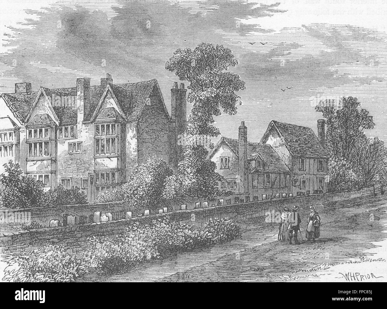 LONDON: Hackney: Black & White House, 1800, antique print 1880 Stockfoto