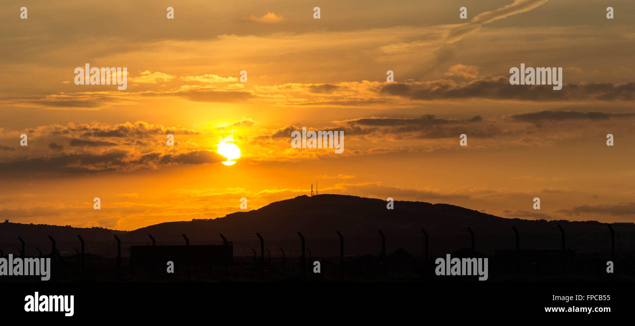 Kilvey Hügel Sonnenuntergang über Swansea Bay Stockfoto