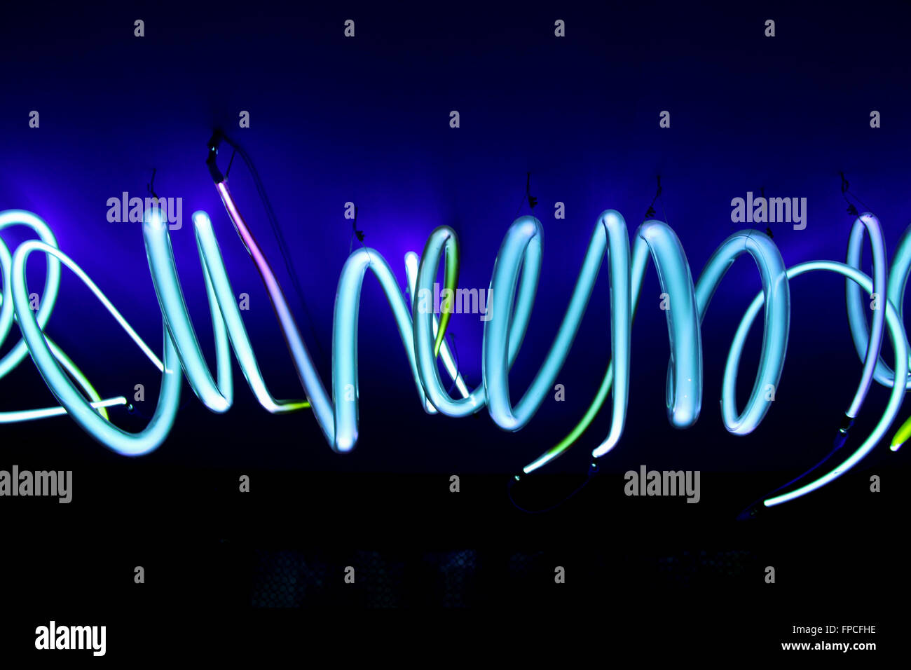 Spirale blau Neon Lights Stockfoto