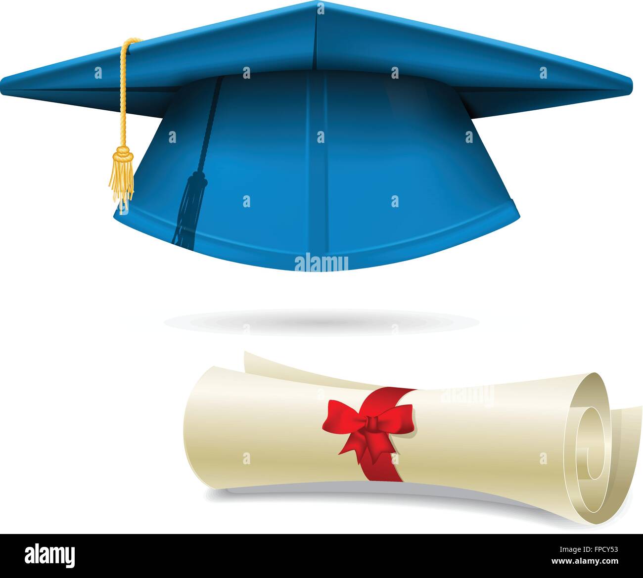 Cyan mortarboard und Diplom - skalenhaube Stock Vektor