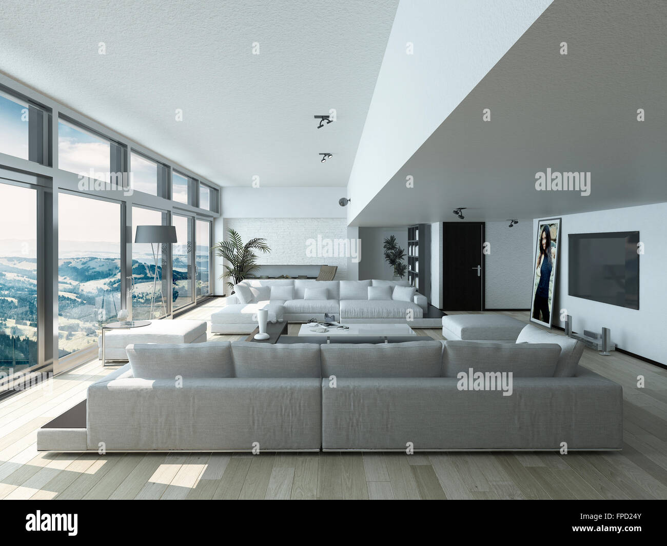 Moderne Wohnzimmer Design Mit Eleganten Sofas In