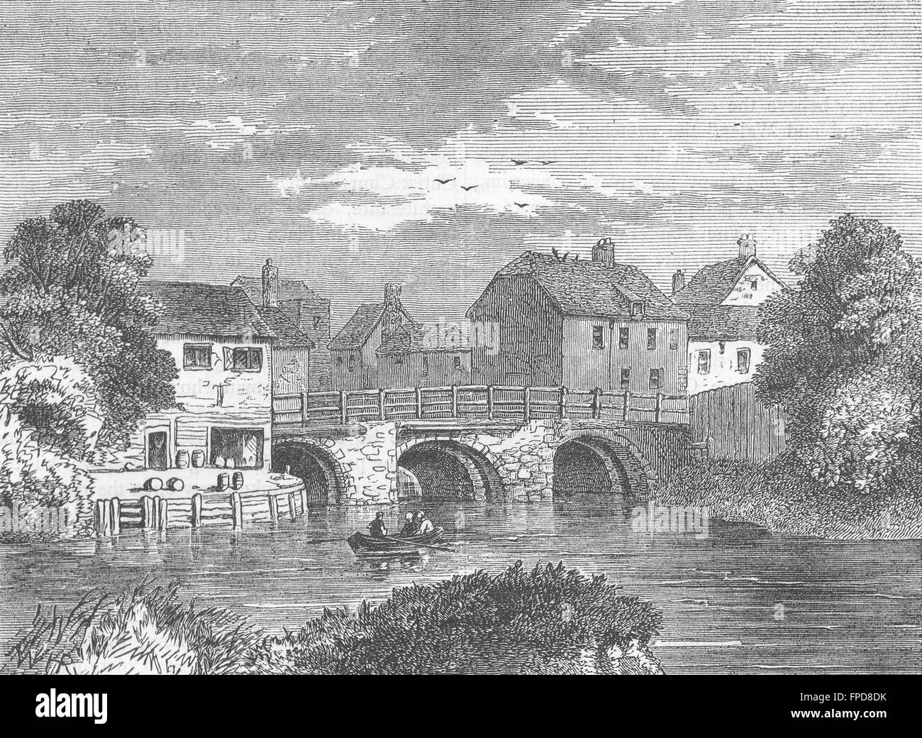LONDON: Lea, Stratford Le Bow: Brücke, antiken print 1880 Stockfoto