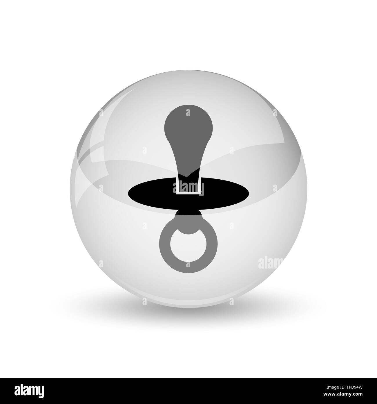 Schnuller-Symbol. Internet-Button auf weißem Hintergrund Stockfoto