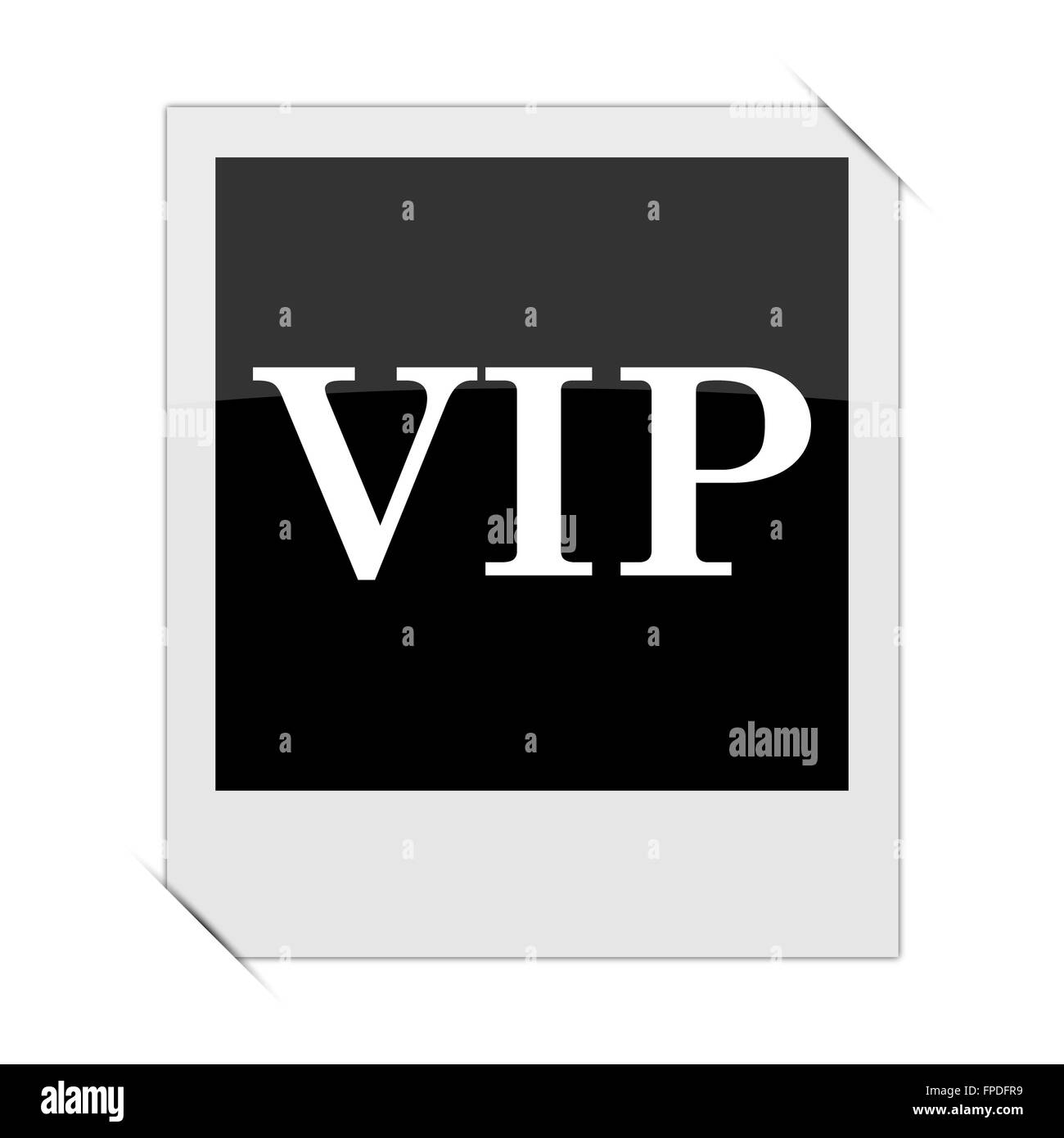 VIP-Symbol in ein Foto auf weißem Hintergrund Stockfoto