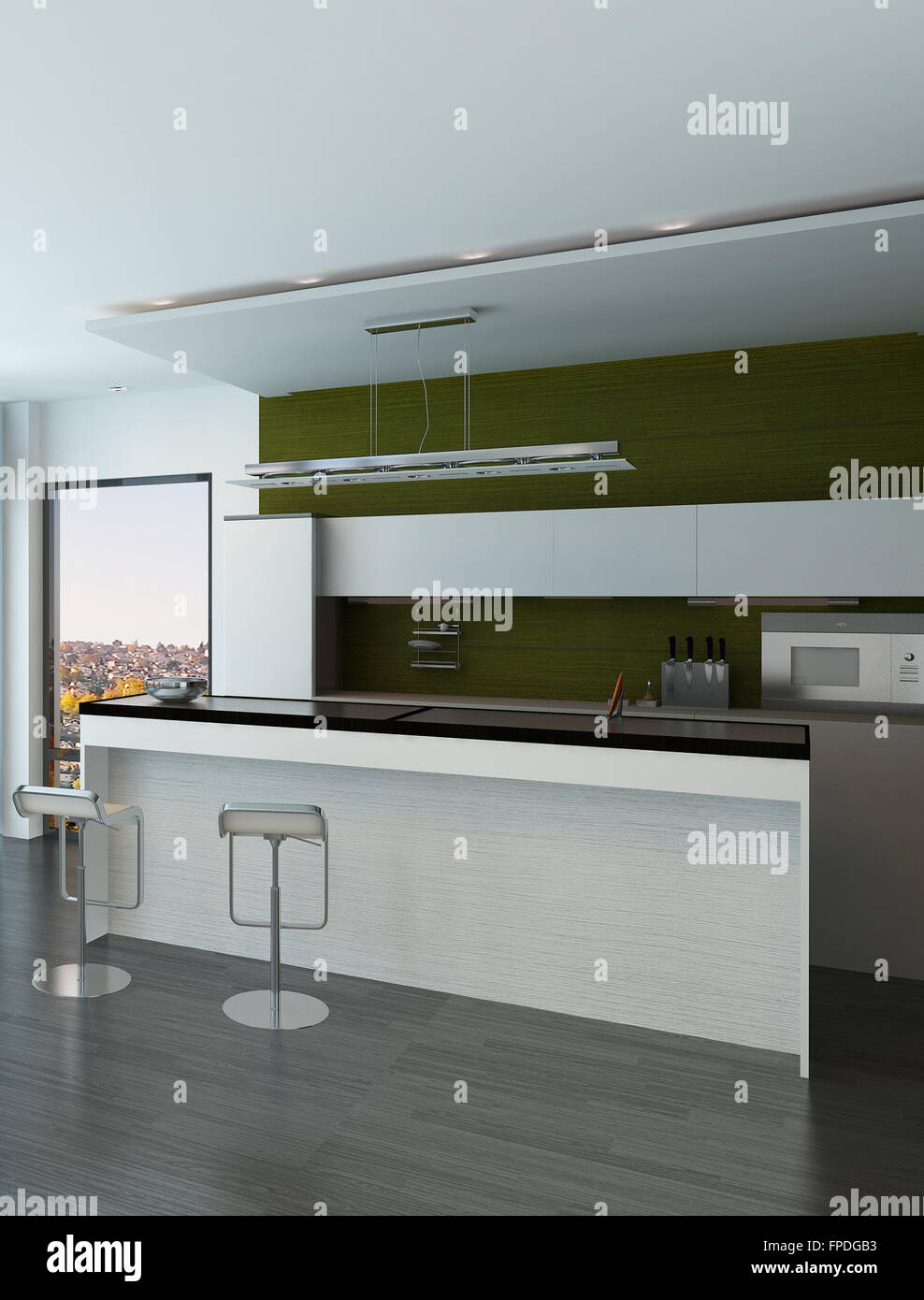 Modernes Design Luxus Küche Interieur. 3D-Rendering Stockfoto, Bild ... Modernes Design Luxus Küche Interieur. 3D-Rendering Stockfoto, Bild ...
