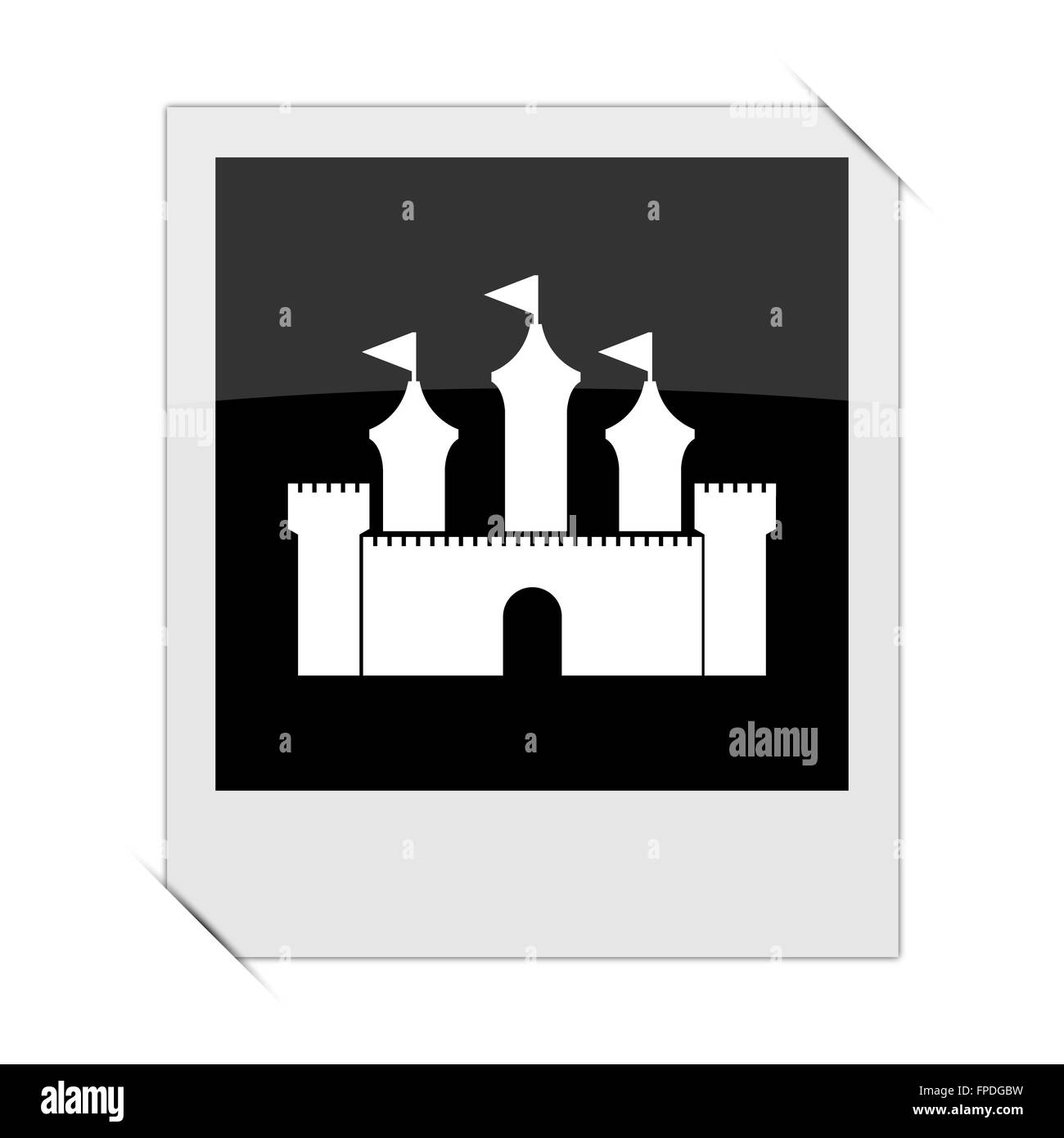 Schloss-Symbol in ein Foto auf weißem Hintergrund Stockfoto