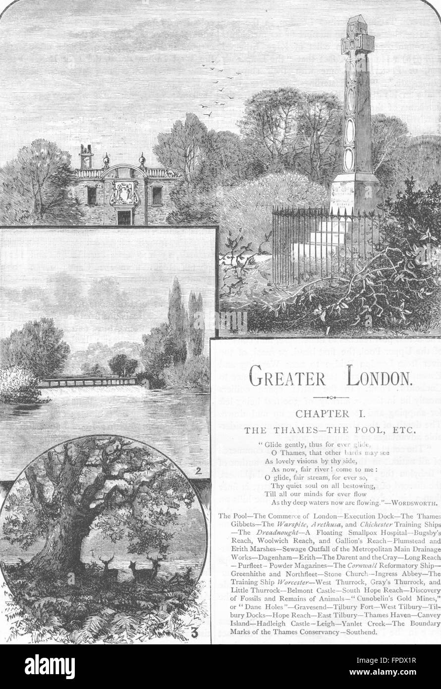 LONDON: Prince Imperial; Camden House, Chislehurst; Molesey Weir, print 1888 Stockfoto