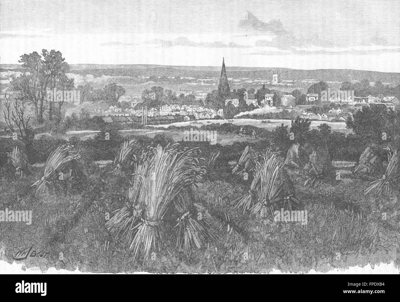CROYDON: Croydon, aus dem Süd-Osten, antique print 1888 Stockfoto