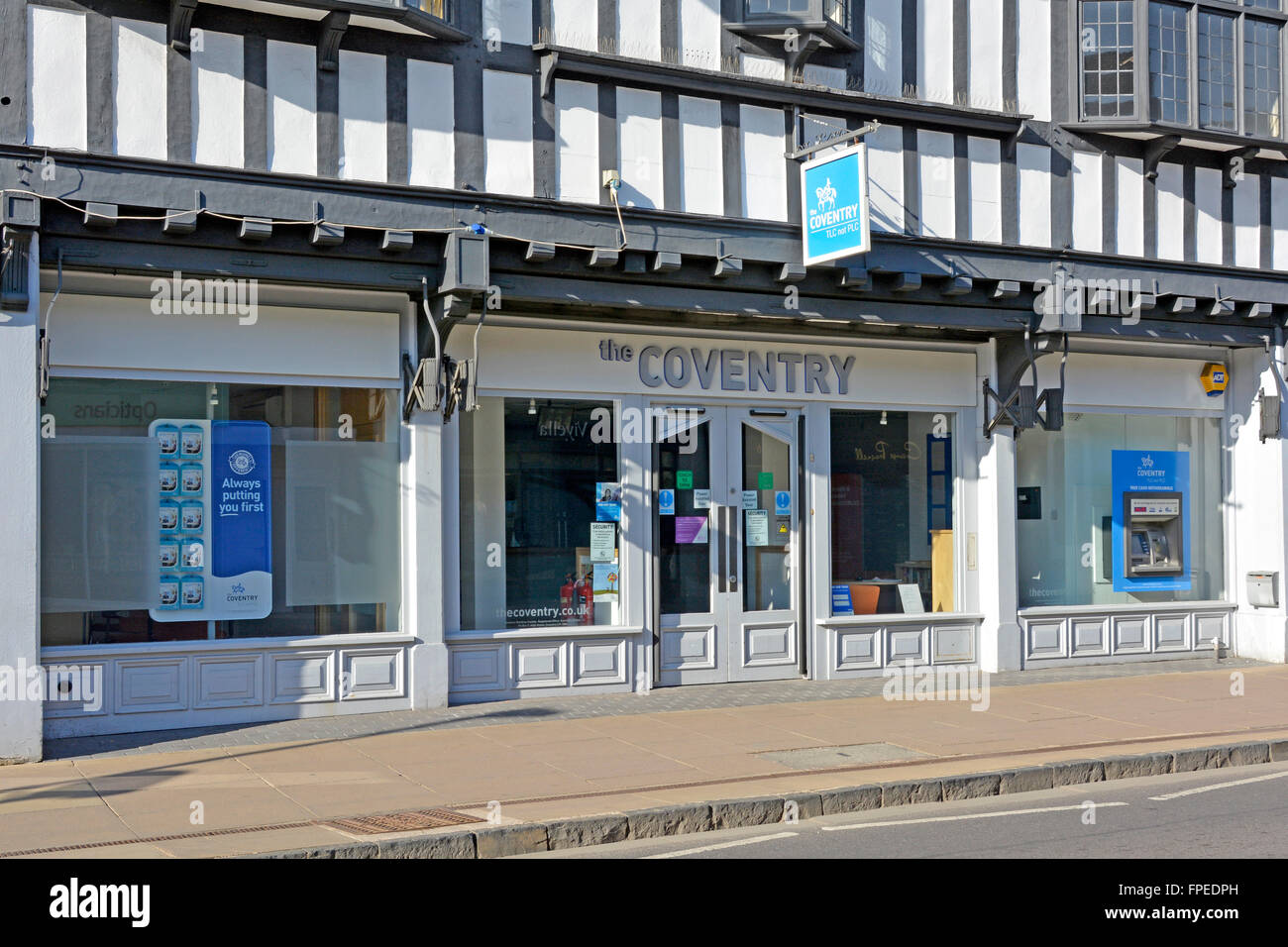 Ladenfront und Zeichen für die Coventry Building Society Zweig Büroräume in Stratford-upon-Avon Warwickshire England UK Stockfoto