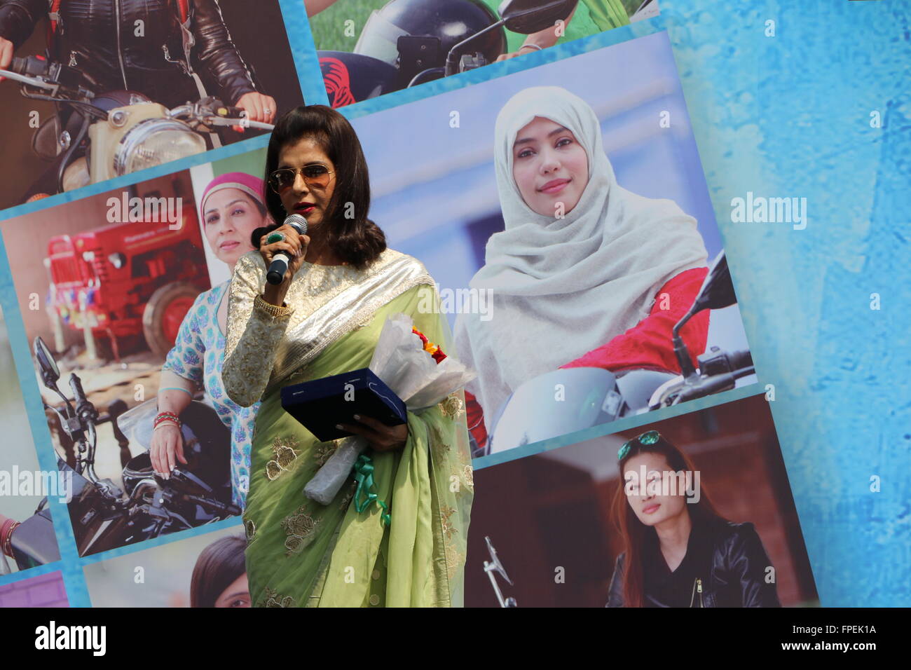 Frauen-Fahrrad-Rallye in Neu-Delhi Stockfoto