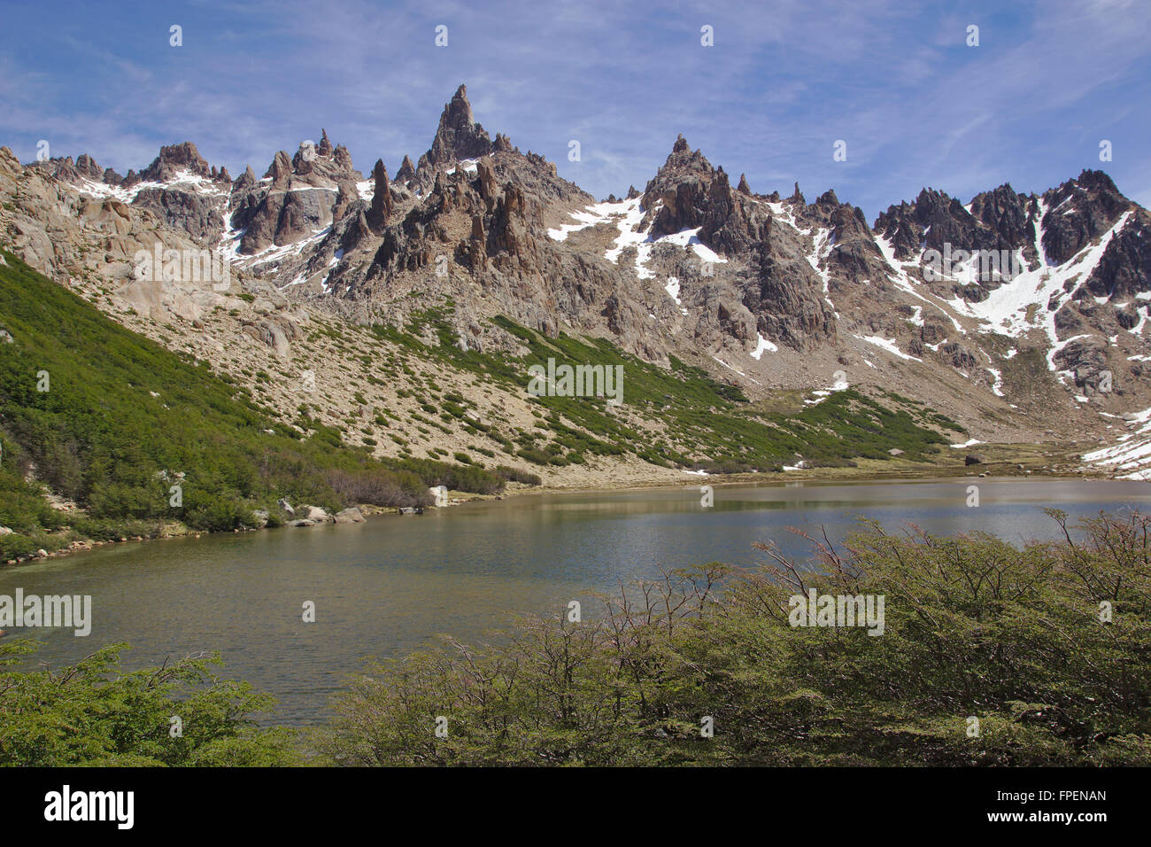 Cerro Catedral, Laguna Tonchek, vom Refugio Frey, Bariloche, Patagonien, Chile Stockfoto