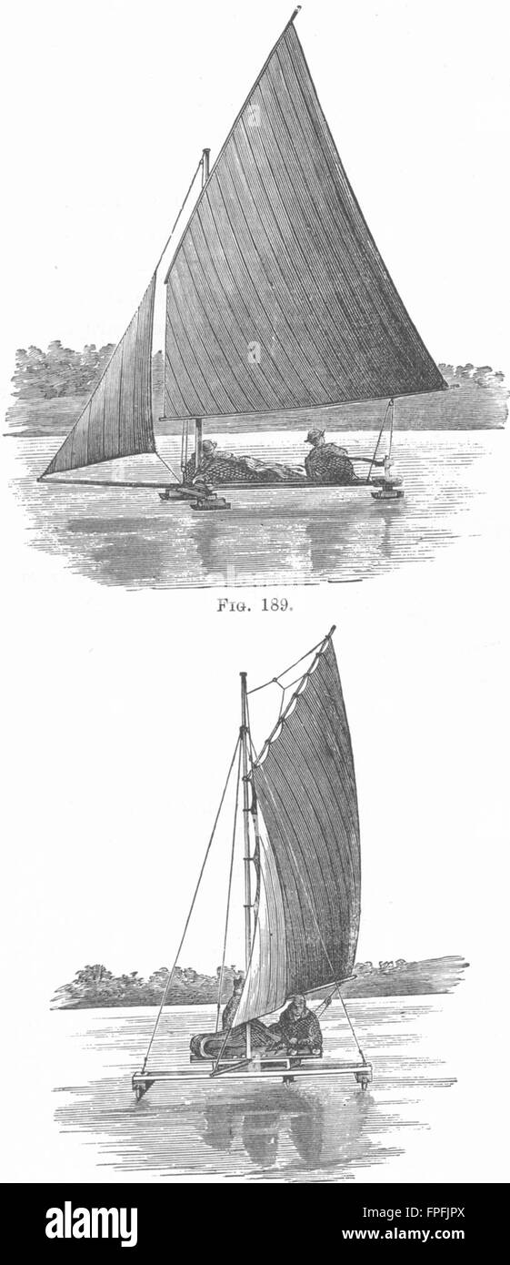 Yachten: Eissegeln: Gebäude Yacht, antiken Druck 1891 Stockfoto