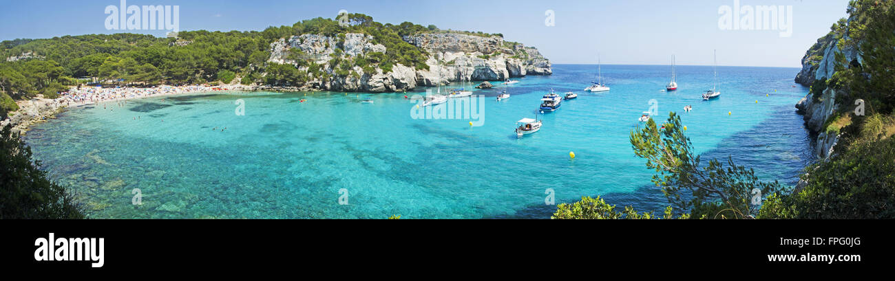 Menorca, Balearen: die Strände von Cala Macarella und Cala Macarelleta, natürlichen Gegend von besonderem Interesse an der südlichen Küste von Ciutadella Stockfoto