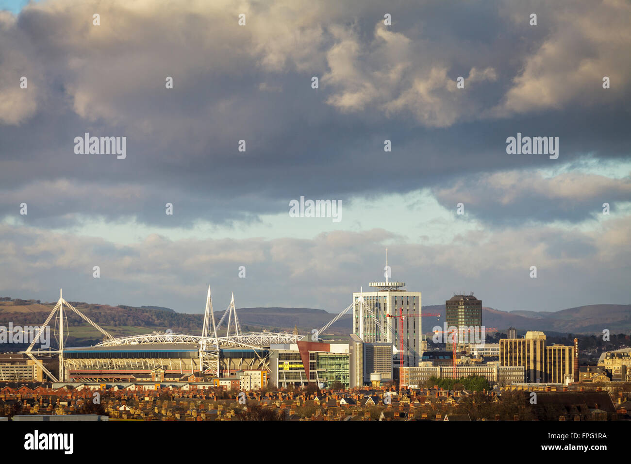 Ansichten von Cardiff, die Hauptstadt von Wales Großbritannien, darunter Fürstentum Stadion. Stockfoto