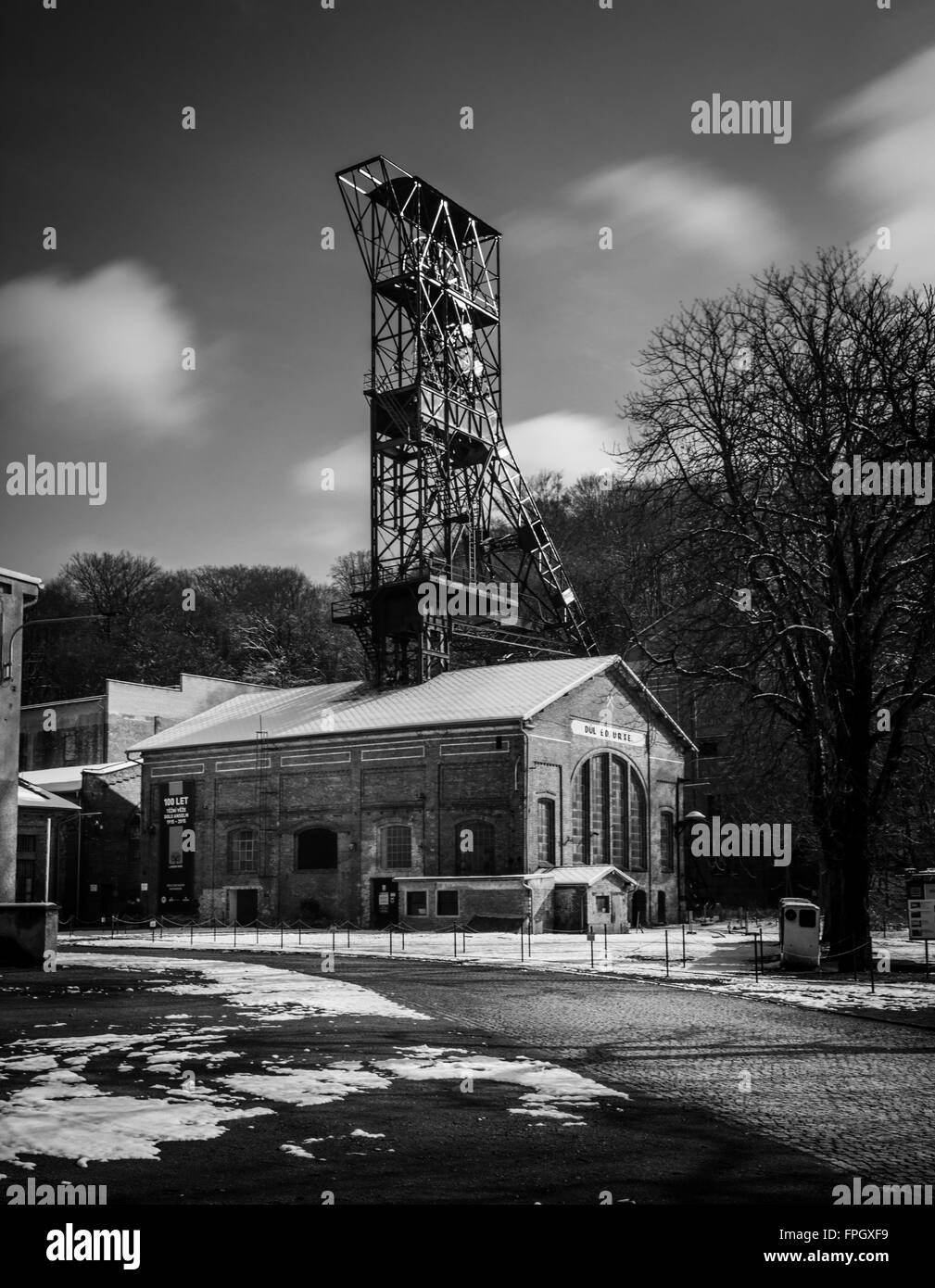 Alte Grube Landek in tschechischen Stadt Ostrava schwarz / weiß Fotografie Stockfoto