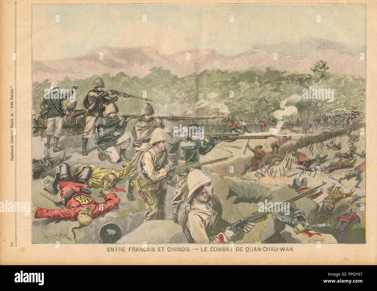 Die Franzosen in China Boxer Rebellion 1900. Französische illustrierte Zeitung Le Petit Parisien Illustration Stockfoto
