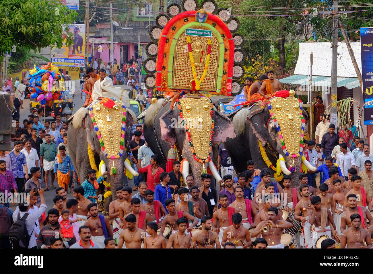 Tempel Elefanten auf einem Festival in Kerala, Südindien Stockfoto