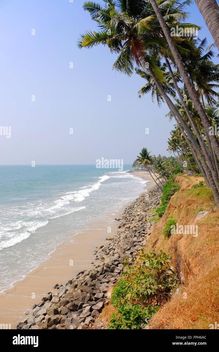 Eine leere Strand an der Küste von Kerala, Südindien Stockfoto