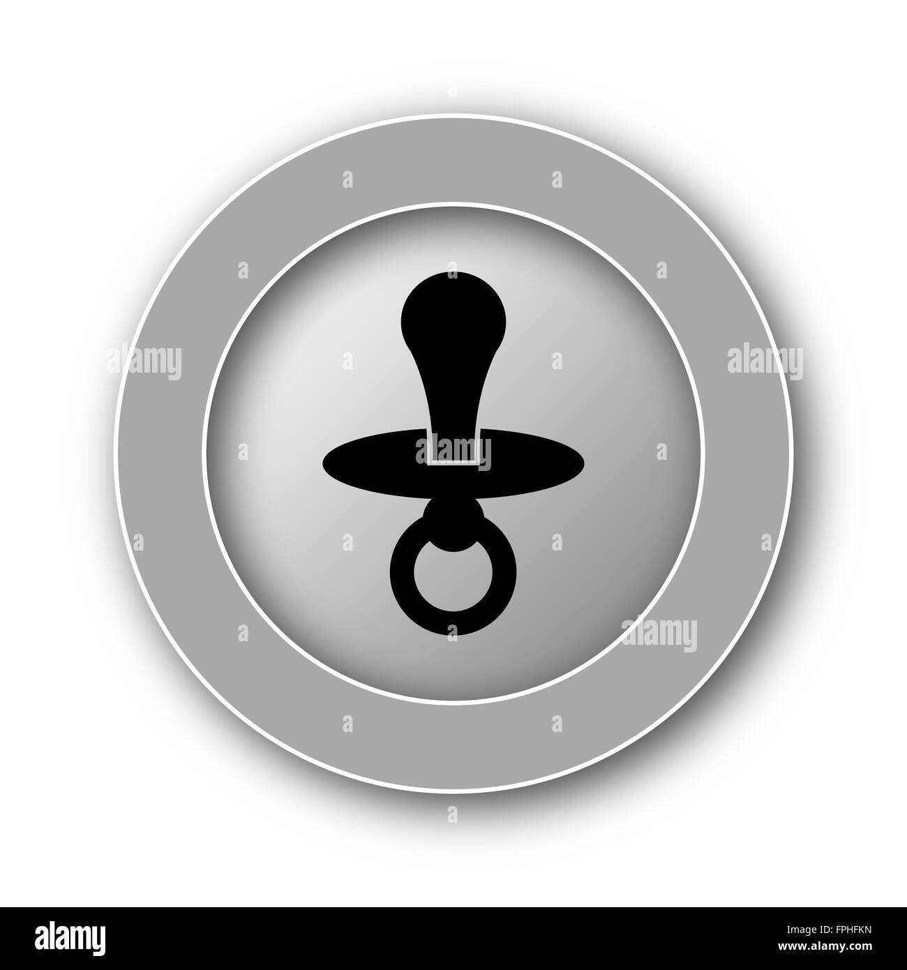 Schnuller-Symbol. Internet-Button auf weißem Hintergrund. Stockfoto