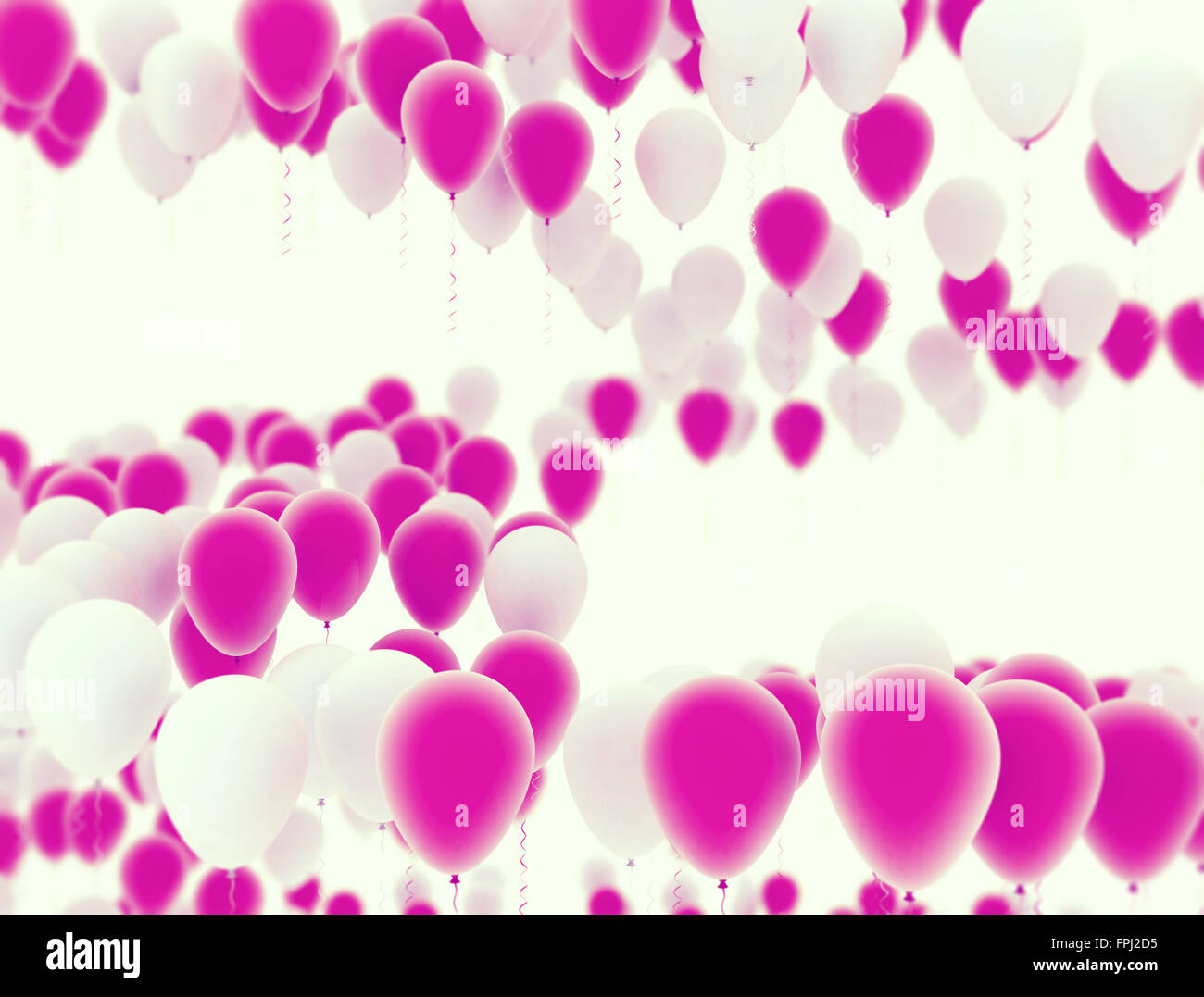 Viele Party-Ballons in Bildung isoliert auf weißem Hintergrund Stockfoto