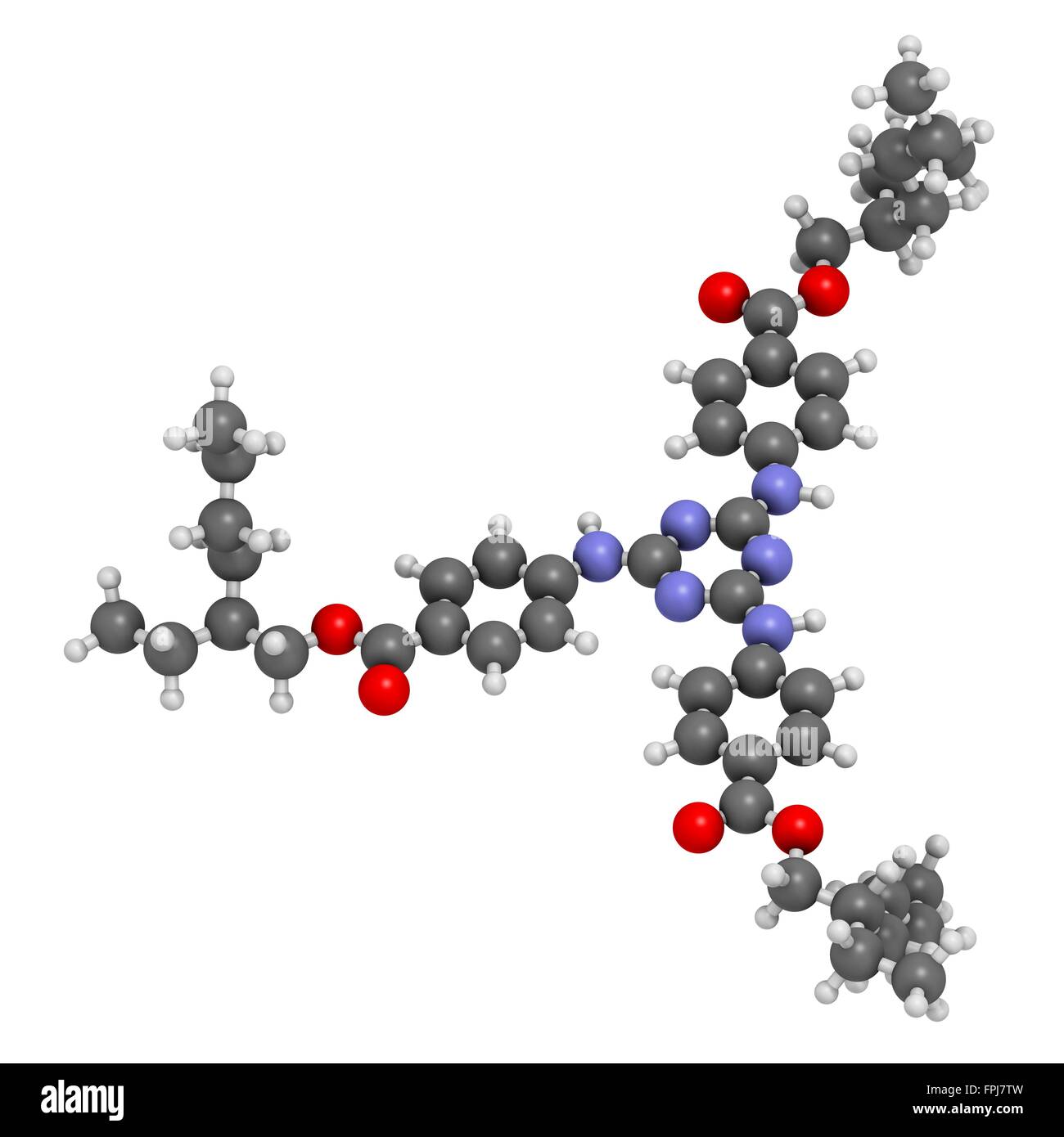 Ethyl-Formiat (Ethyl Methanoate)-Molekül. Atome werden als Kugeln mit C ...