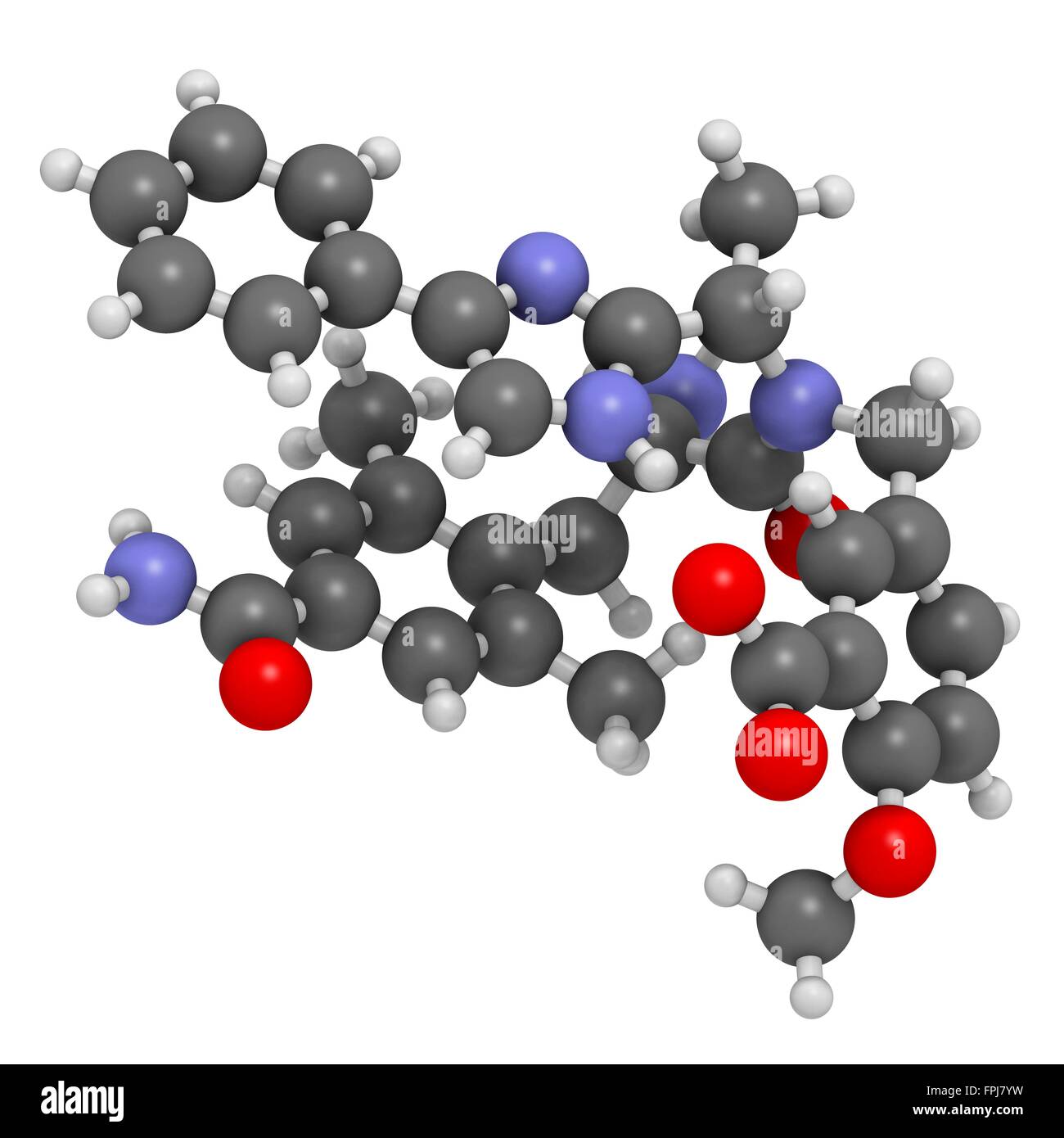 Eluxadoline Reizdarm-Syndrom (IBS) Wirkstoffmolekül. Atome werden als Kugeln mit C Venti al Farbkodierung dargestellt: Stockfoto