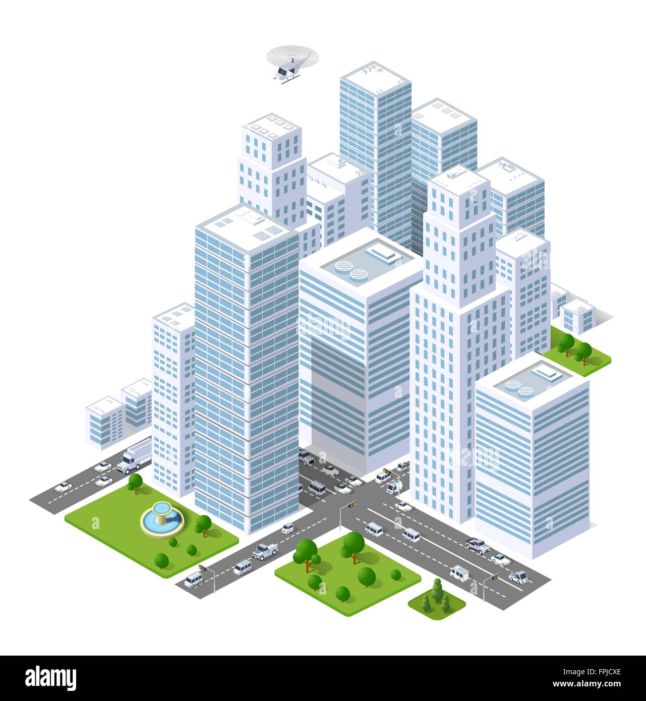 Eine Großstadt mit isometrischen urban Stock Vektor