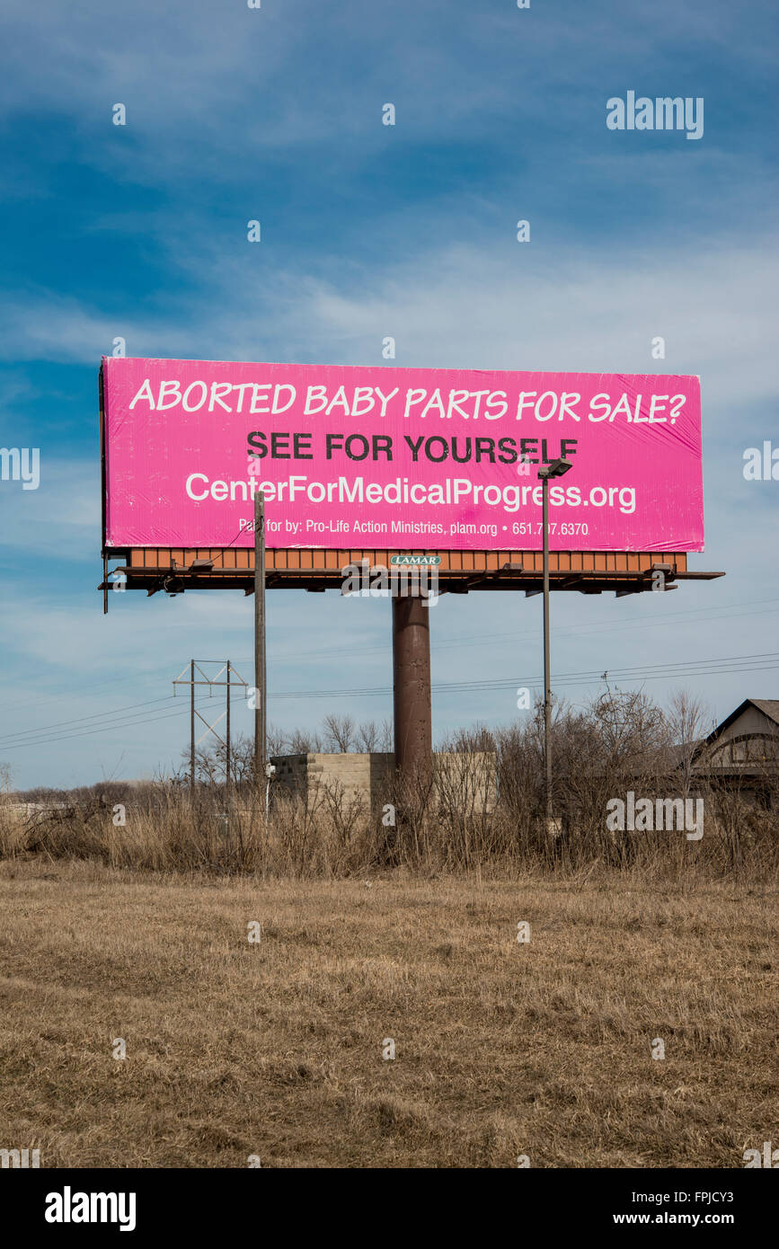 Fairbault, Minnesota. Anti-Abtreibungs-Zeichen. Stockfoto